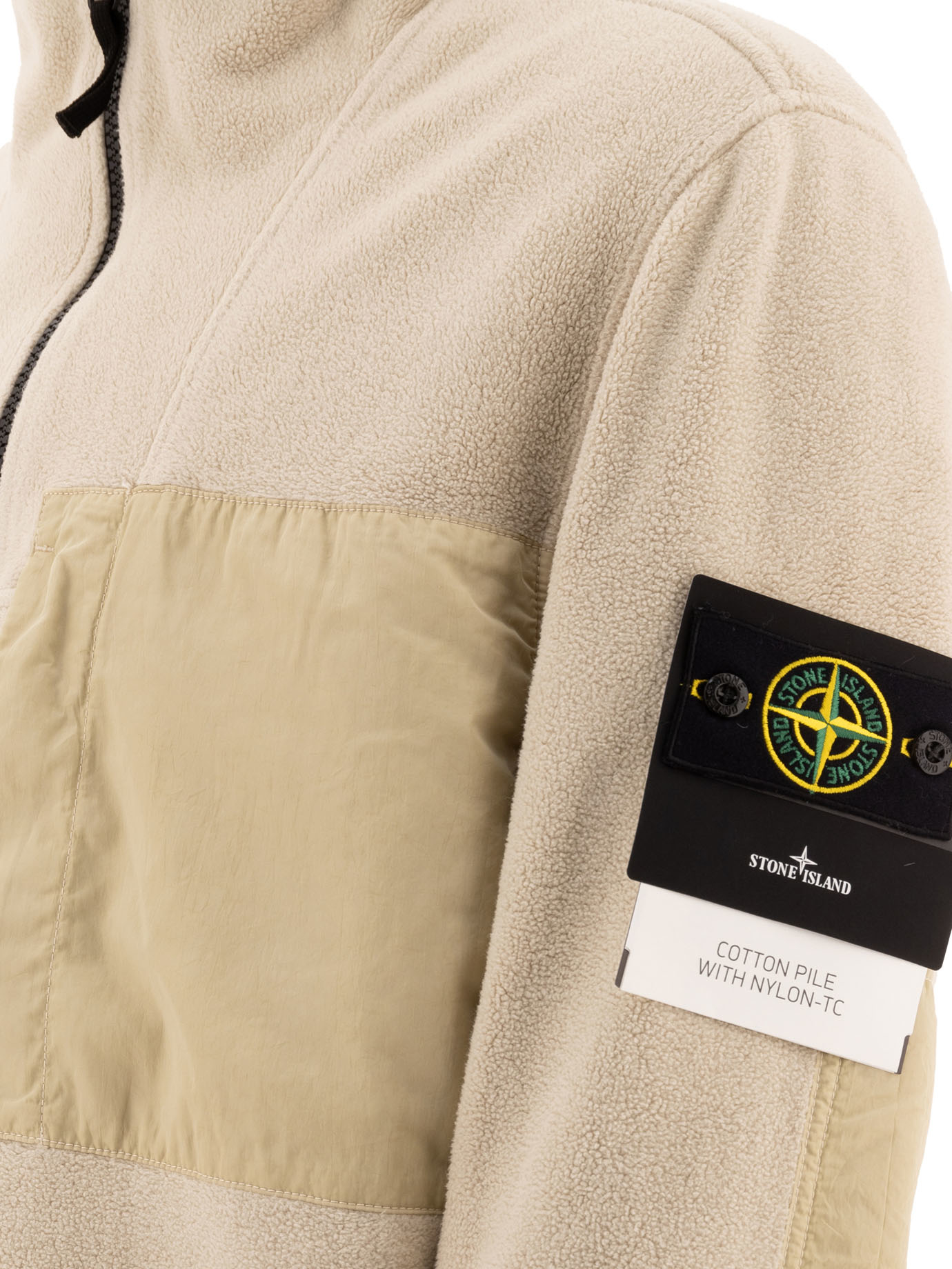 STONE ISLAND Beige Compass fleece jacket